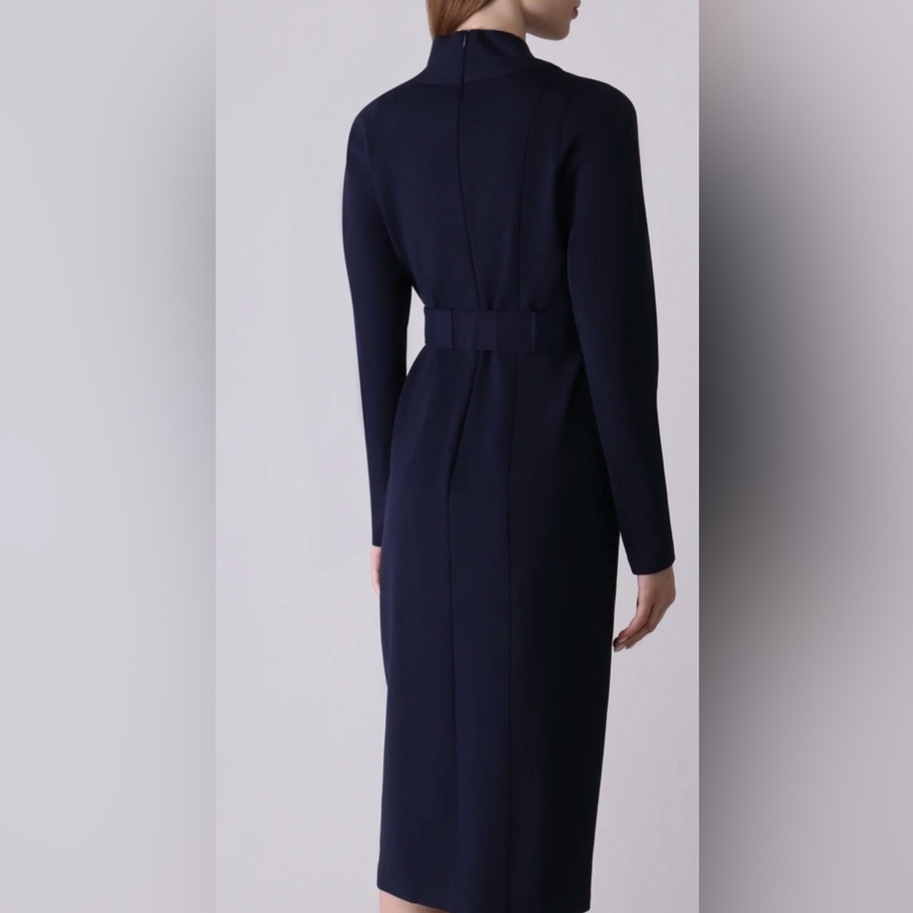 Armani Collezioni Navy Blue Long Sleeve Dress w/ Pockets 4 - Picture 3 of 9